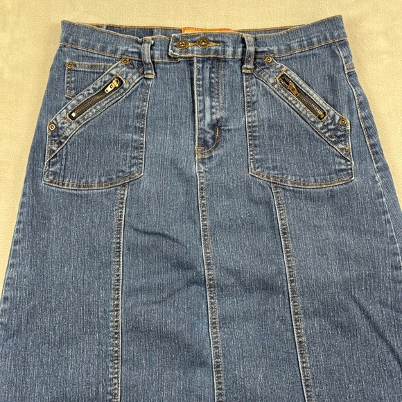 Y2K Out Women's Denim Jeans Midi Blue A-Line Stretch Skirt With Pockets‎ Size 10 - Picture 13 of 13